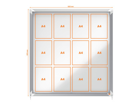 nobo Vitrine, porte coulissante, fond en métal, 12 x A4