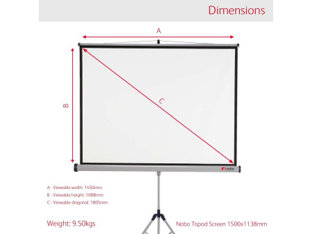 nobo Ecran de projection Standard, (L)1.500 x (H)1.138 mm