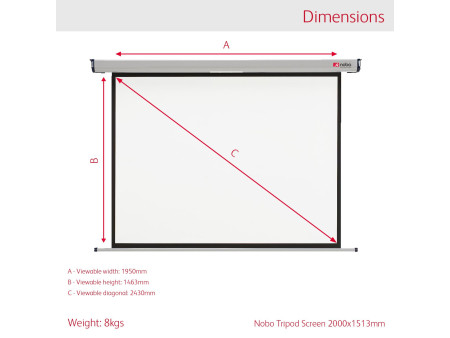 nobo Ecran de projection Standard, (L)2.000 x (H)1.513 mm