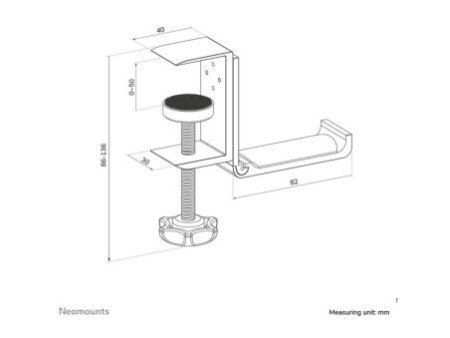 NEOMOUNTS Headphone Holder Clamp mounted