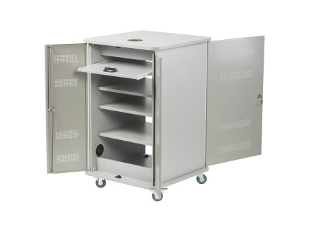 nobo Armoire mobile multimédia en aluminium, 4 plateaux