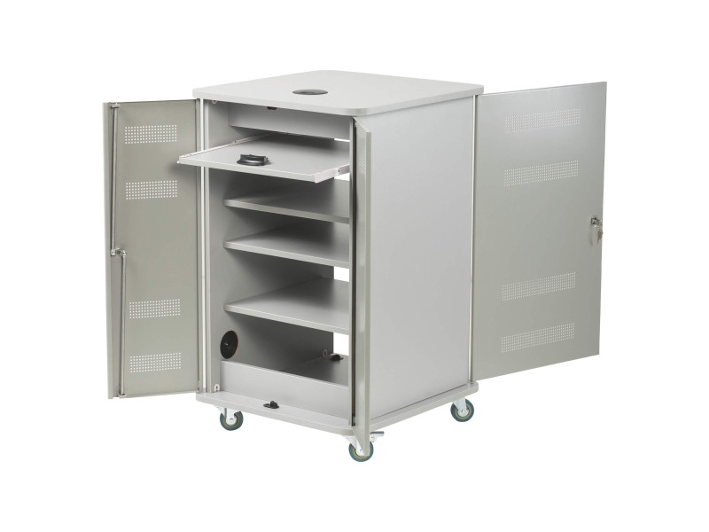 nobo Armoire mobile multimédia en aluminium, 4 plateaux