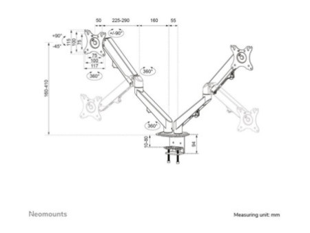 NEOMOUNTS Gas Spring Mount clamp/grommet