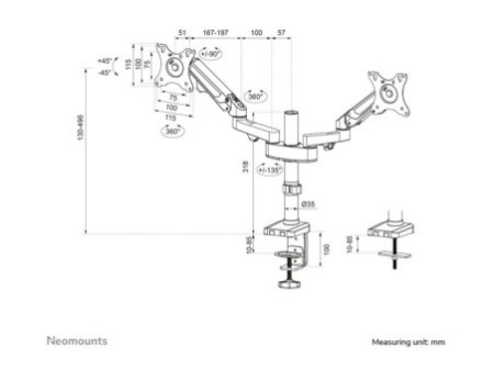 NEOMOUNTS Desk Pole Mount clamp/grommet