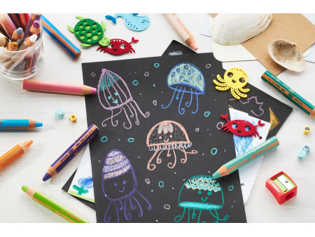 STABILO Crayon multi-talents woody 3 en 1, rond, violet