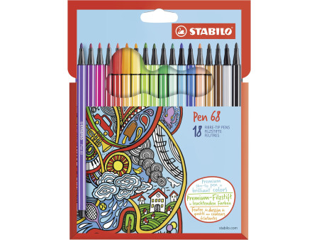 STABILO Feutre Pen 68, étui en carton de 18