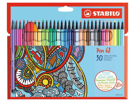 STABILO Feutre Pen 68, étui en carton de 30
