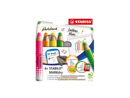 STABILO Crayon marqueur MARKdry FLUO, étui de 4