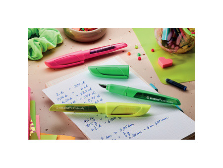 STABILO Stylo plume EASYbuddy FLUO M, pour droitiers, vert