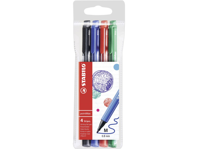 STABILO Stylo-feutre pointMax, étui en plastique de 4
