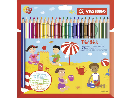 STABILO Crayon de couleur Trio long, corps large, étui de 24