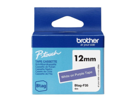 BROTHER 12MM White on Purple BTAGF35