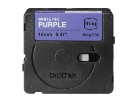 BROTHER 12MM White on Purple BTAGF35