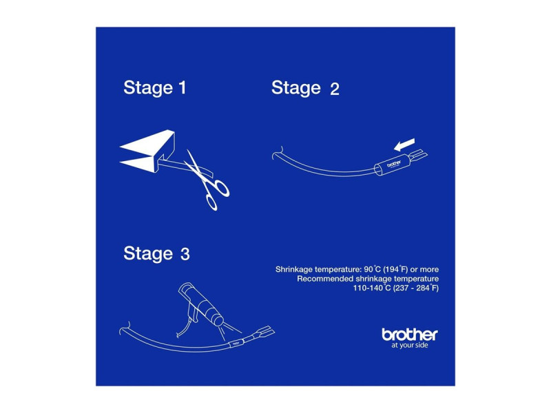 BROTHER Heat Shrink Tube Black on White