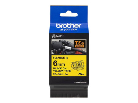 BROTHER RUBAN 6mm Noir/Jaune
