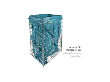 HYGOCLEAN Corbeille à déchets, maille en métal, 60 L, inox