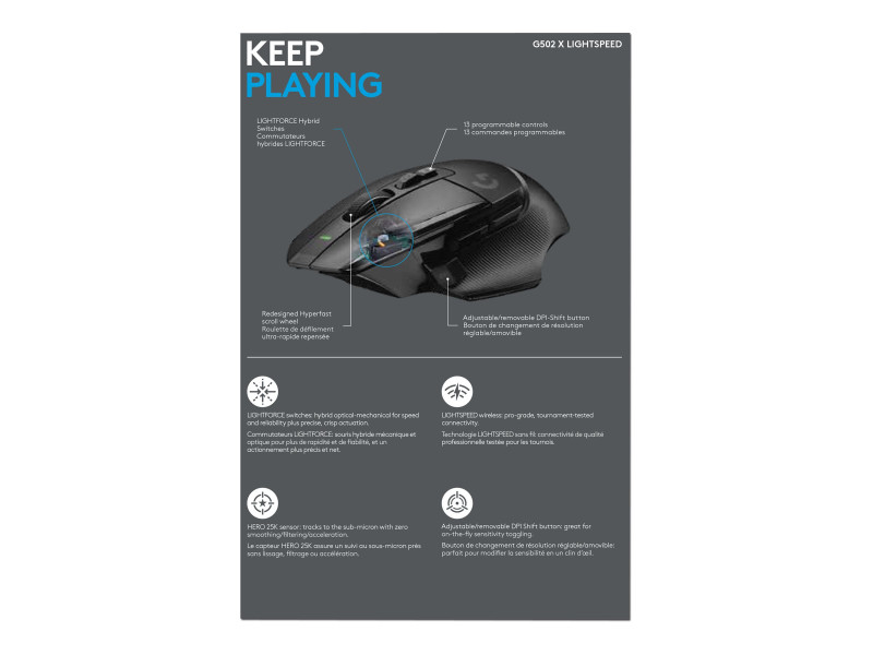 LOGI G G502 X LIGHTSPEED Mouse optical