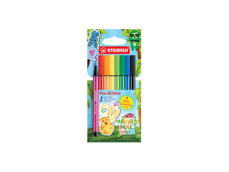 STABILO Feutre Pen 68 Mini Animal Vibes, étui de 8