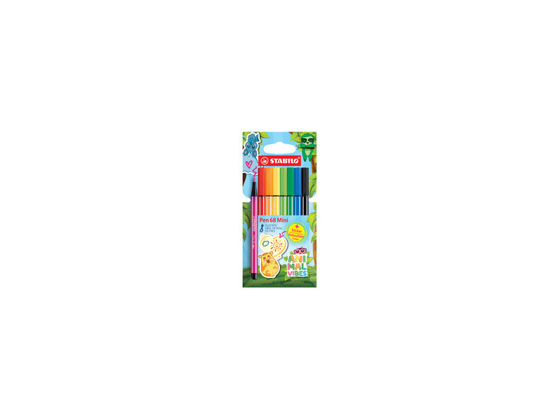 STABILO Feutre Pen 68 Mini Animal Vibes, étui de 8