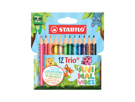 STABILO Crayon de couleur Trio Animal Vibes, étui de 12