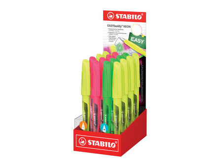 STABILO Stylo plume EASYbuddy FLUO L/M, présentoir de 16