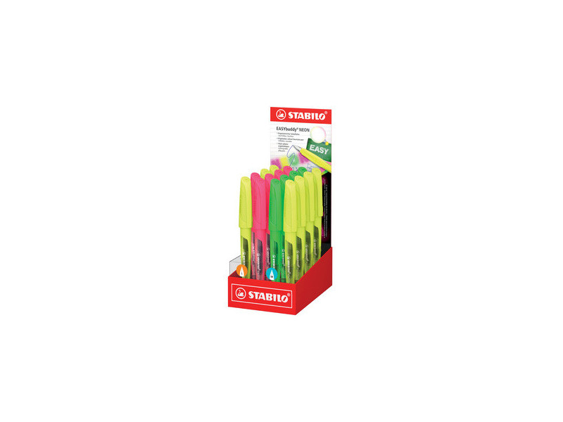 STABILO Stylo plume EASYbuddy FLUO L/M, présentoir de 16