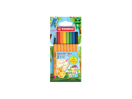 STABILO Feutre fin point 88 Mini Animal Vibes, étui de 8