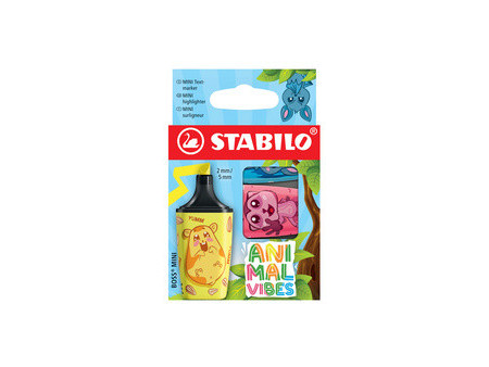 STABILO Surligneur BOSS MINI Animal Vibes, étui carton de 3
