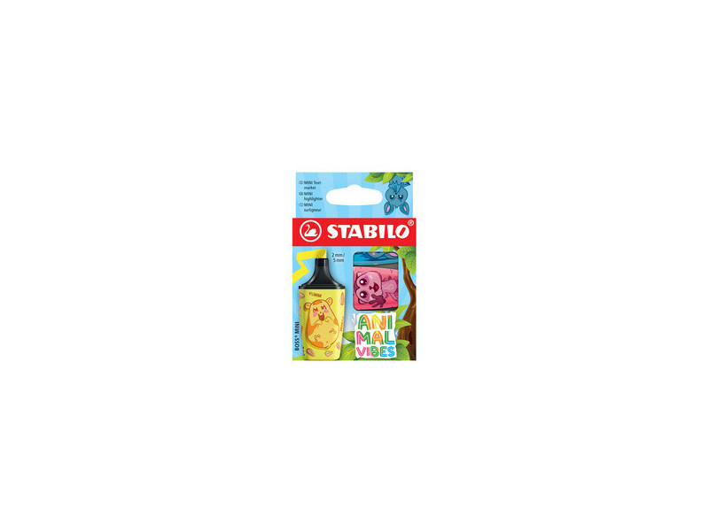 STABILO Surligneur BOSS MINI Animal Vibes, étui carton de 3