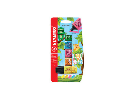STABILO Surligneur BOSS MINI Animal Vibes, étui carton de 5