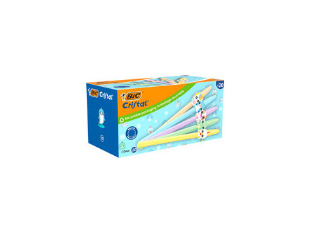 BIC Stylo à bille Cristal Pastel Figurine, carton de 20
