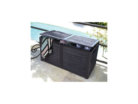 EDA Coffre de jardin BAYA, 420 L, aspect bois, marron