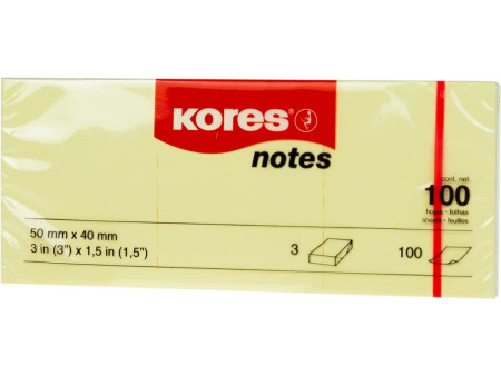 Kores Note adhésive 50 x 40 mm, uni, jaune