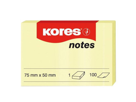 Kores Note adhésive 50 x 75 mm, uni, jaune