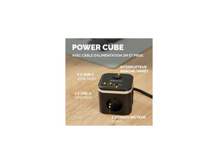 Fellowes Cube multiprise Power Cube, type E, blanc