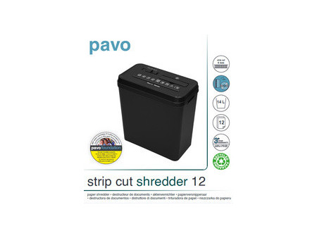 pavo Destructeur de documents Stripcut 12, bandes 6 mm, noir