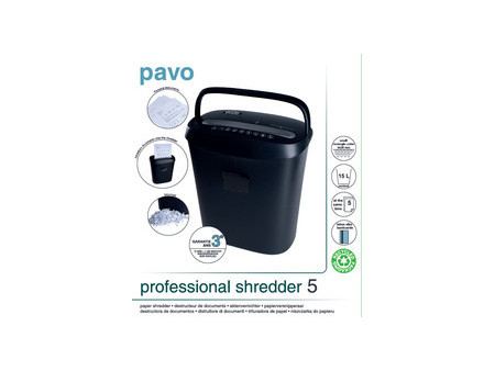 pavo Destructeur de documents Crosscut 5, particules, noir