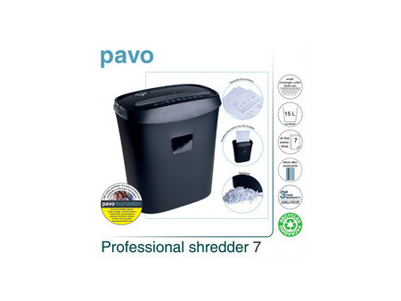 pavo Destructeur de documents Crosscut 7, particules, noir