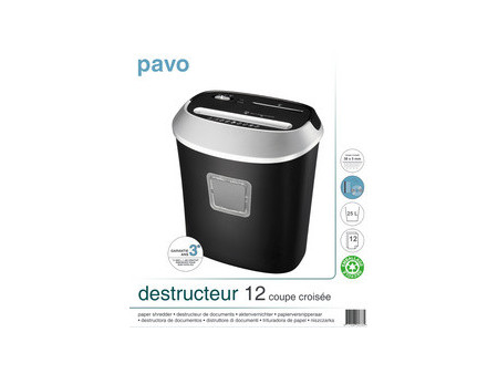 pavo Destructeur de documents Crosscut 12, particules, noir