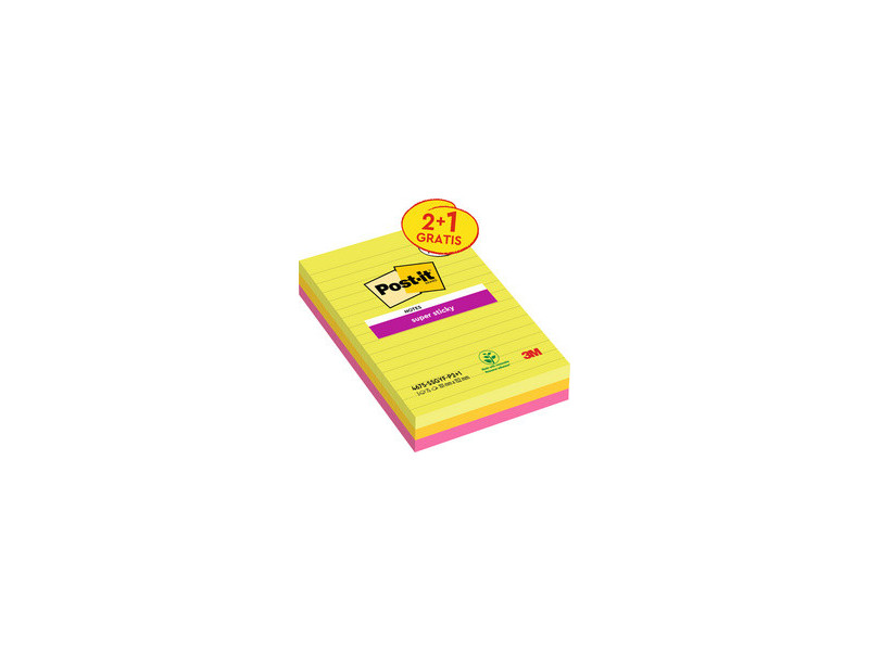 Post-it Bloc-notes super sticky notes, 101 x 152 mm, ligné