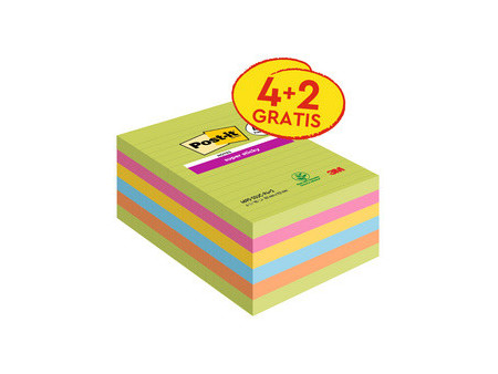 Post-it Bloc-notes super sticky notes, 101 x 152 mm, ligné