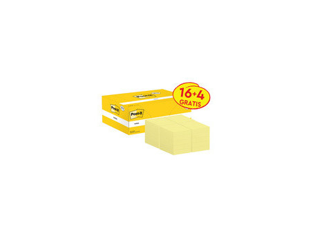 Post-it Bloc-notes adhésif, 127x76 mm, jaune, 16+4 gratuits