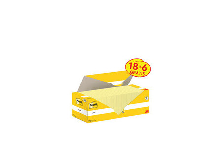 Post-it Bloc-notes adhésif, 127x76 mm, jaune, 16+4 gratuits