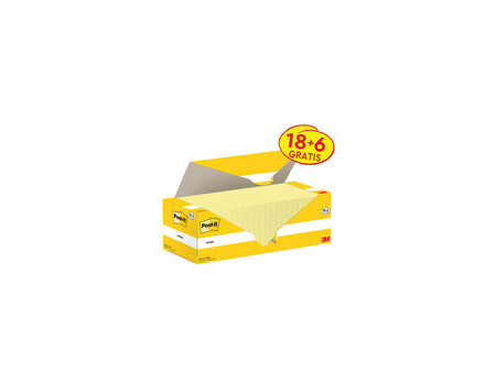 Post-it Bloc-notes adhésif, 127x76 mm, jaune, 16+4 gratuits
