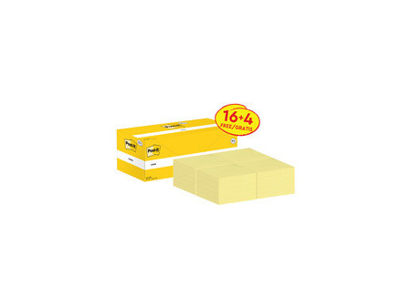 Post-it Bloc-notes adhésif, 127x76 mm, jaune, 18+6 gratuits
