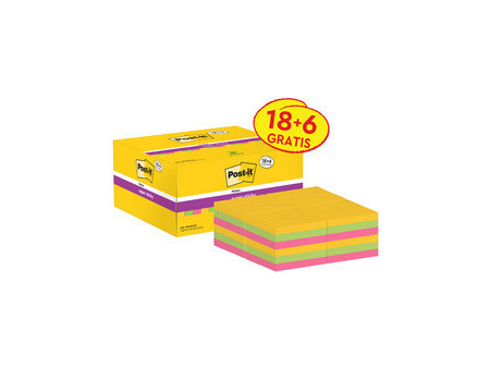 Post-it Bloc-notes super sticky notes, 47,6 x 47,6 mm, 18+6