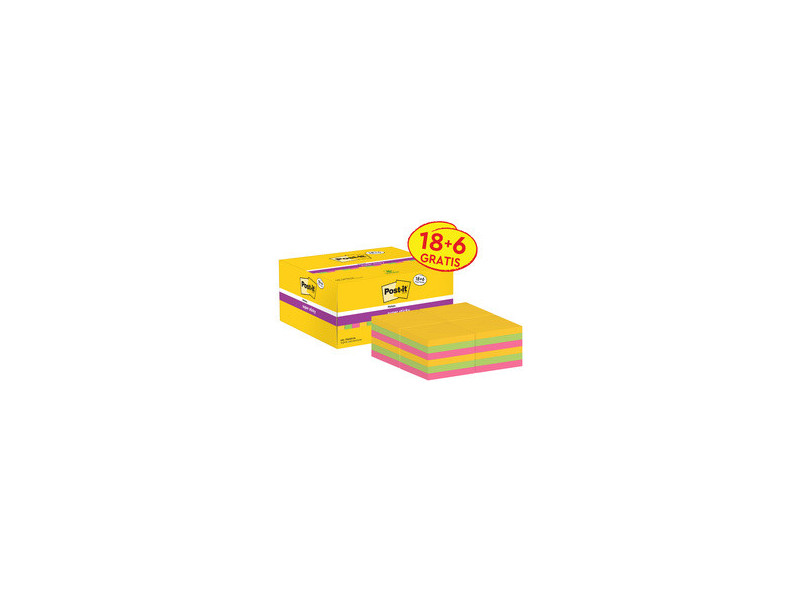 Post-it Bloc-notes super sticky notes, 47,6 x 47,6 mm, 18+6