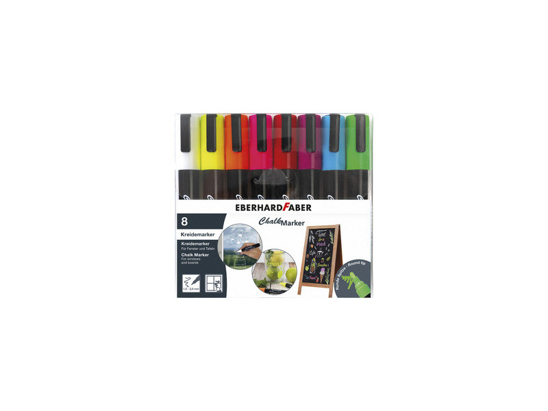 EBERHARD FABER Marqueur craie 1-2 mm, étui de 4, assorti