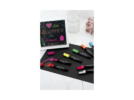EBERHARD FABER Marqueur craie 1-2 mm, étui de 8, assorti