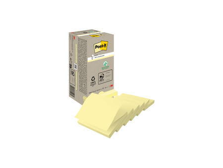 Post-it Bloc-notes adhésif Recycling z-notes, 76x76mm, jaune